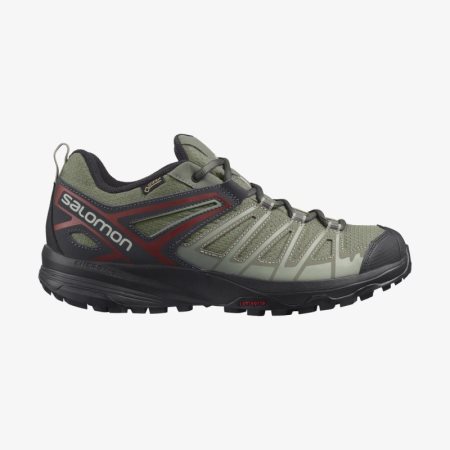 Salomon X CREST GORE-TEX Mens Hiking Shoes Olive UK AJMF